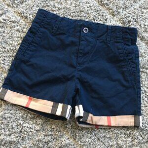 Boy Check-detail Cotton Shorts in Navy with Check Pattern Cuffs 5/6